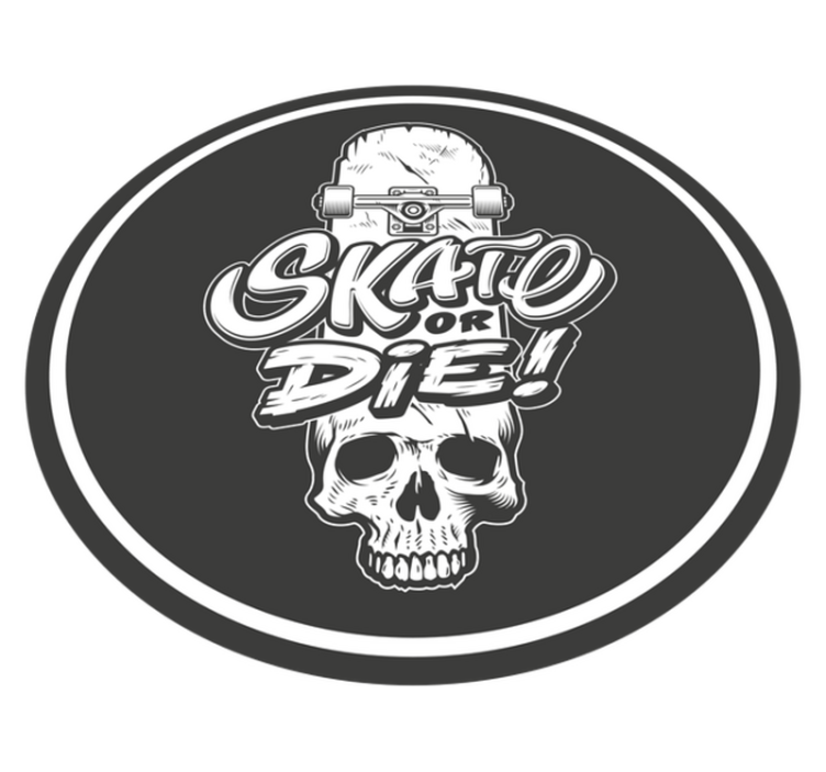 Skull skate or die teenage bedroom vinyl rug - TenStickers