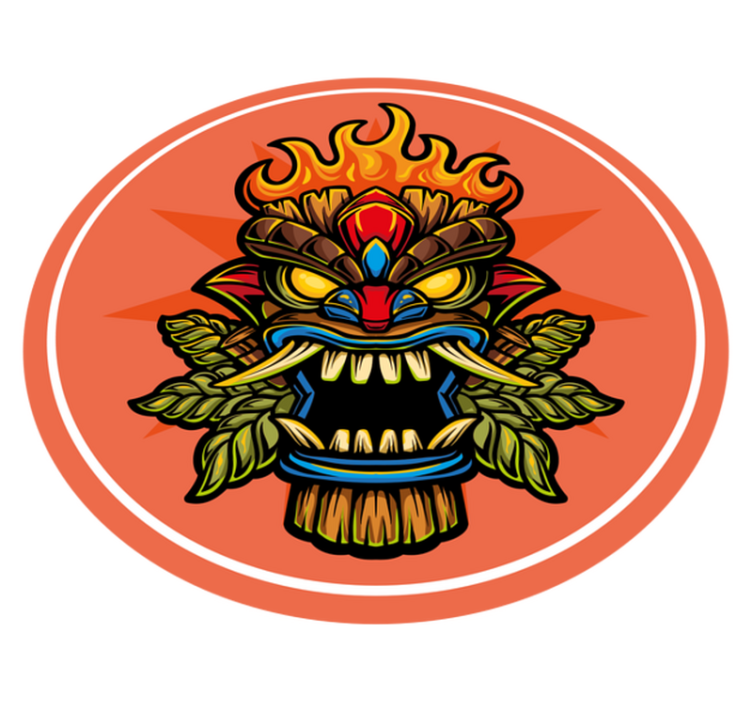 Tiki Mask teenage bedroom vinyl rug - TenStickers