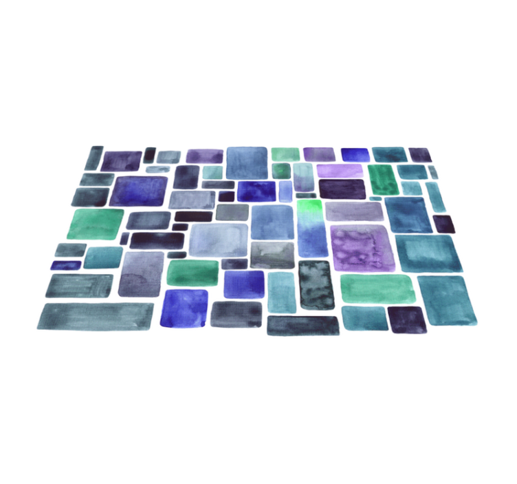 Blue shades block pattern vinyl rug - TenStickers