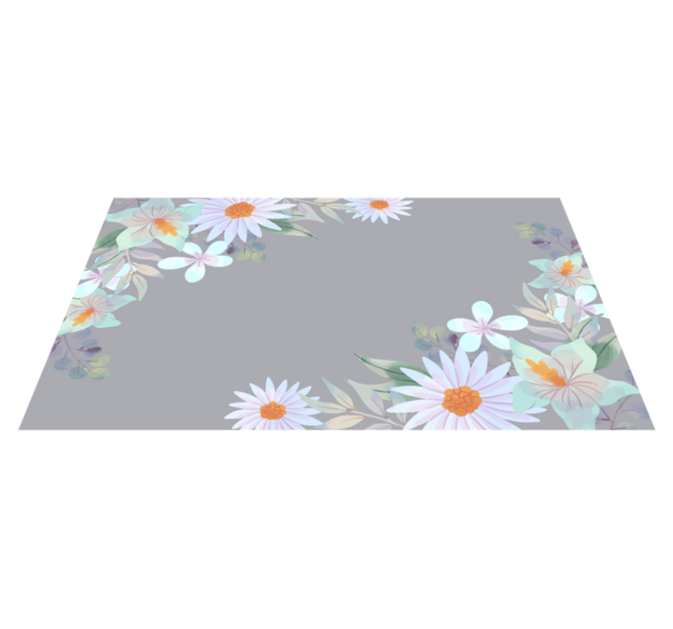 Natural edge design vinyl rug flowers - TenStickers