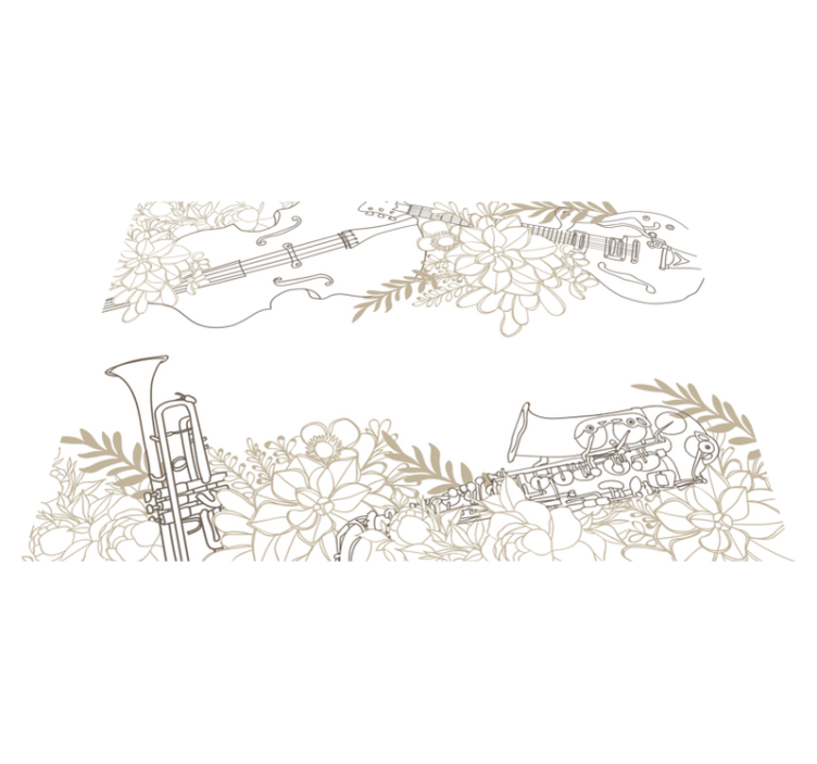 Musical Floral Arrangement vinyl rug flowers - TenStickers