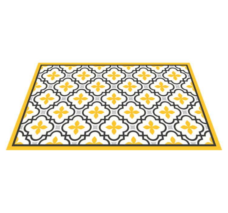 Yellow Floral Motif tile vinyl rug - TenStickers