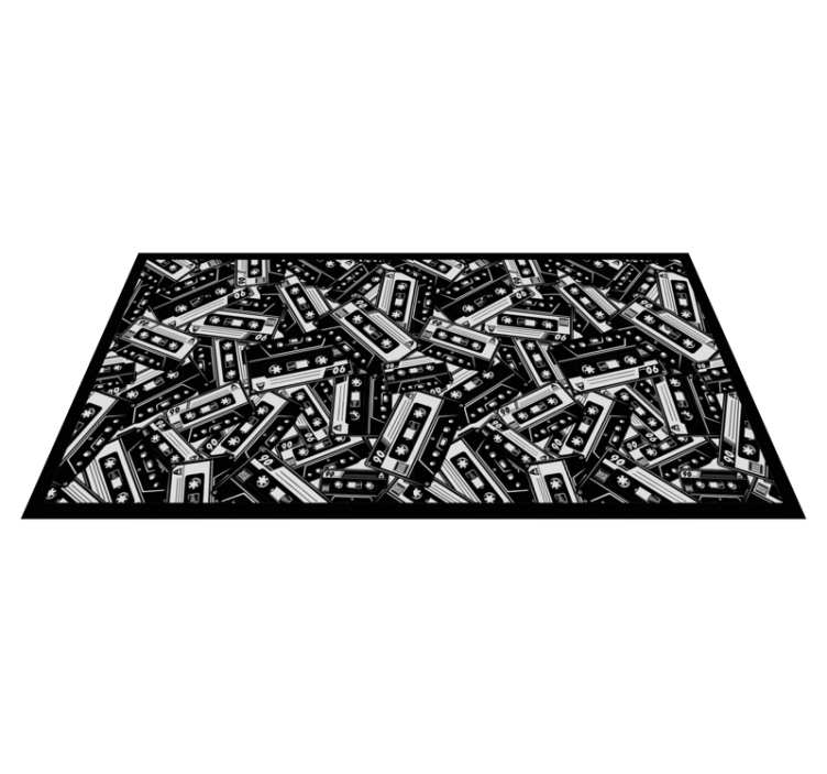 Retro Cassette Pattern teenage bedroom vinyl rug - TenStickers