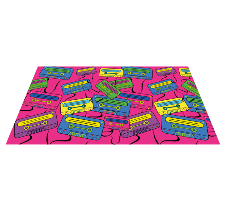 Vintage Cassette Motif teenage bedroom vinyl rug - TenStickers