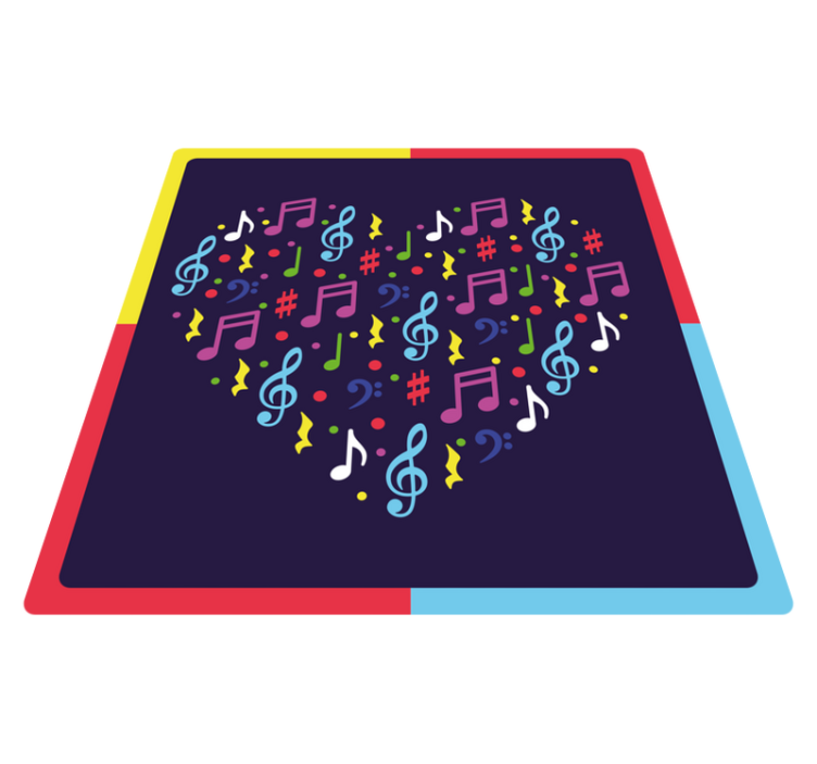 Musical Notes Heart teenage bedroom vinyl rug - TenStickers