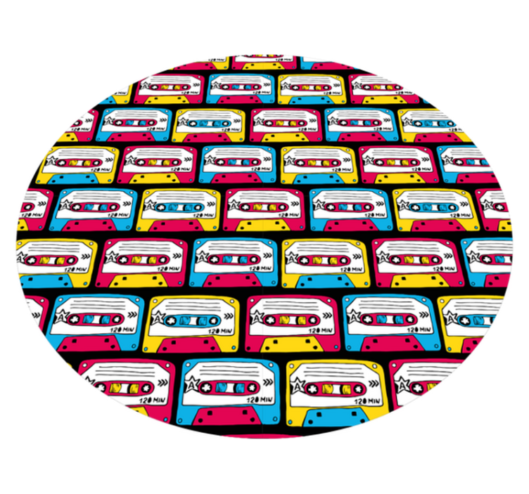 Vintage vinyl rug with vibrant cassette tapes - TenStickers