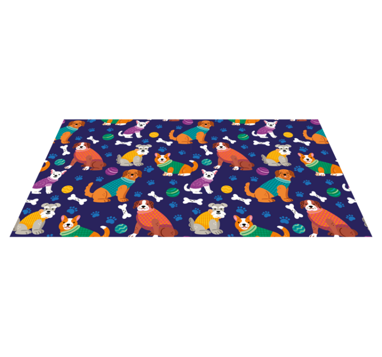 Colorful dressed puppies vinyl rug - TenStickers
