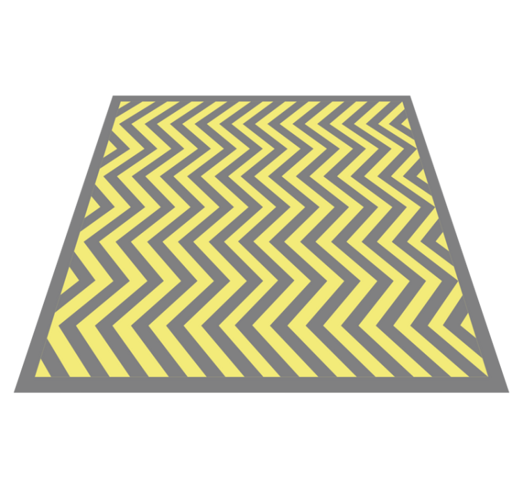 Striped vinyl rug in yellow and grey chevron - TenStickers