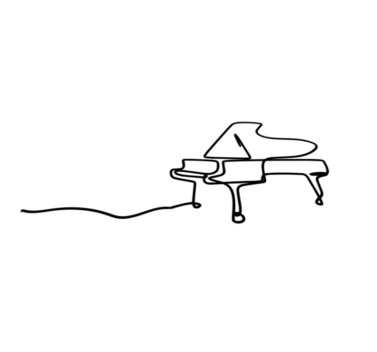 Piano line art cute design modern rug - TenStickers