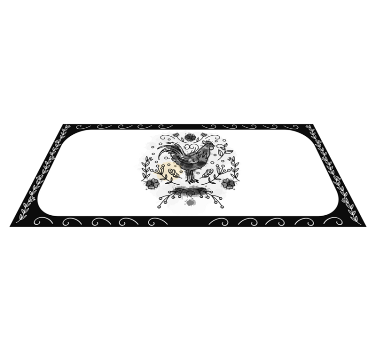 Charming Rooster Motif vinyl rug flowers - TenStickers