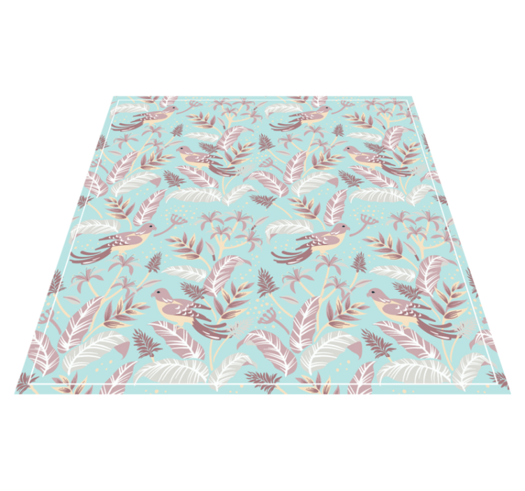 Botanical Avian Motif vinyl rug flowers - TenStickers