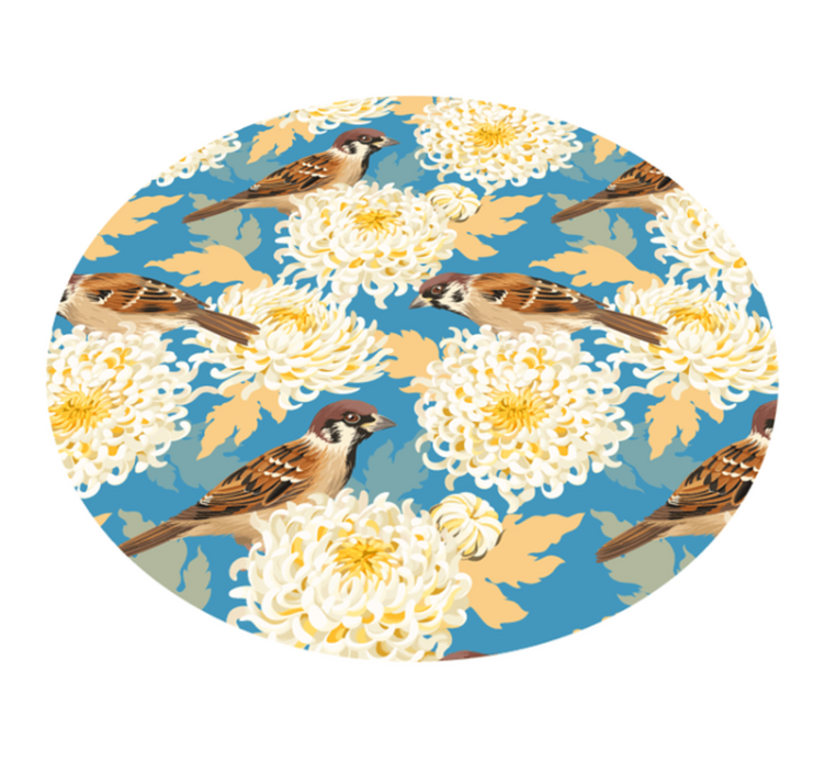 Vinyl rug flowers sparrow floral design - TenStickers