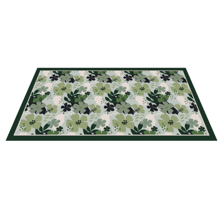 Floral Patterned Green vinyl rug flowers - TenStickers