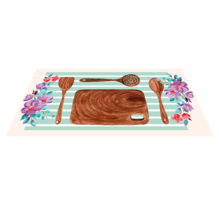 Kitchen vinyl rug floral kitchen decor - TenStickers