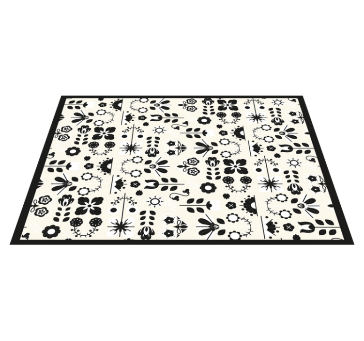 Black Floral Patterns vinyl rug flowers - TenStickers