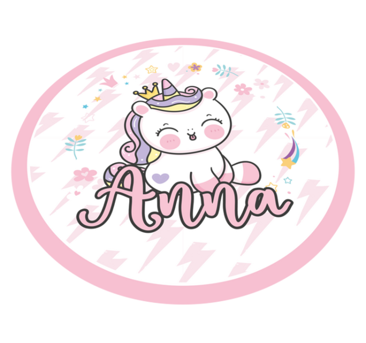 Baby unicorn with name vinyl rug - TenStickers