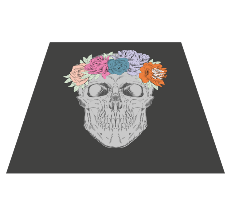 Floral Skull Art teenage bedroom vinyl rug - TenStickers