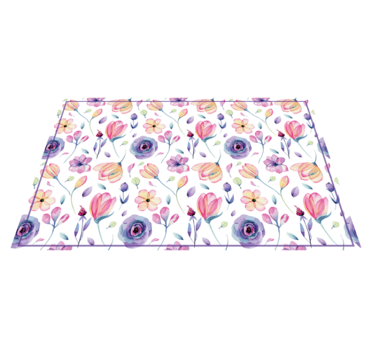 Floral Watercolor Pattern vinyl rug flowers - TenStickers