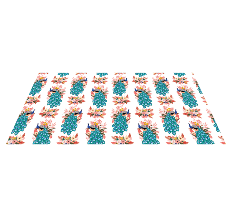 Peacock Floral Pattern vinyl rug flowers - TenStickers