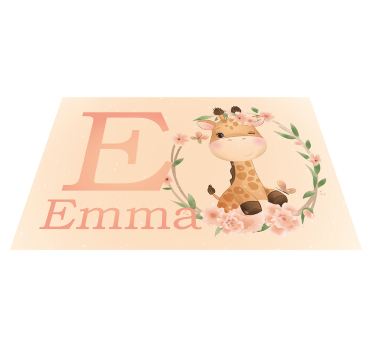 Cute giraffe for girl with name baby play mat - TenStickers