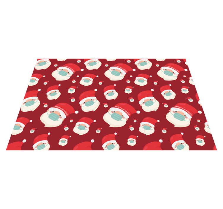 Festive Santa Faces christmas vinyl rug - TenStickers