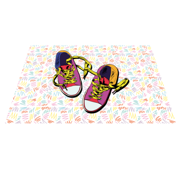 Colorful Sneaker Pattern teenage bedroom vinyl rug - TenStickers