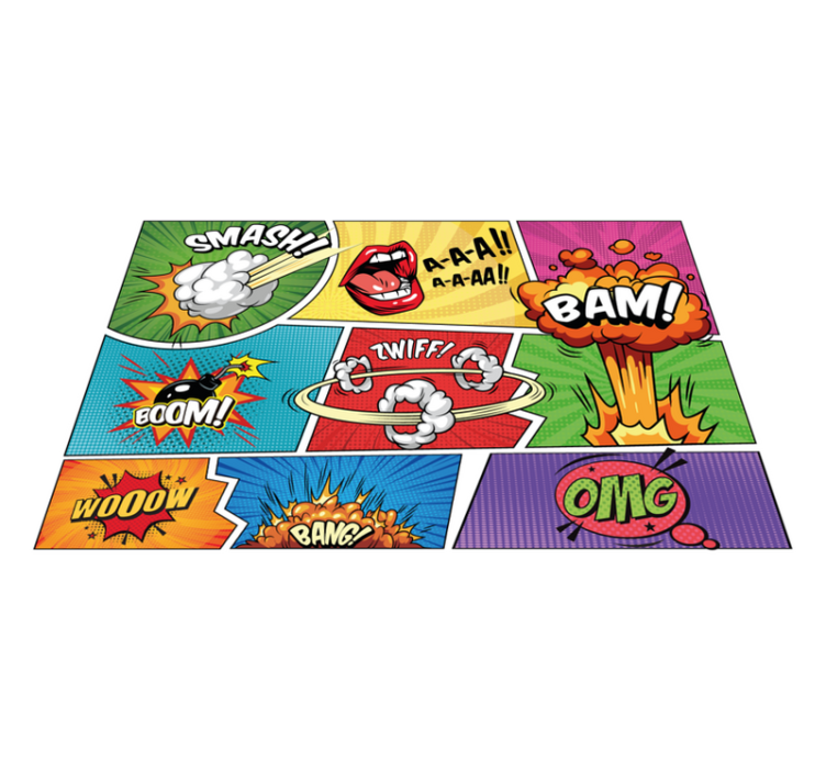 Comic Book Action teenage bedroom vinyl rug - TenStickers