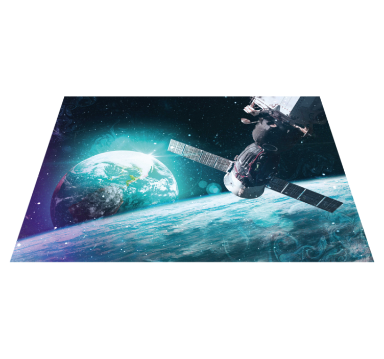 Space station and planet earth nature vinyl rug - TenStickers