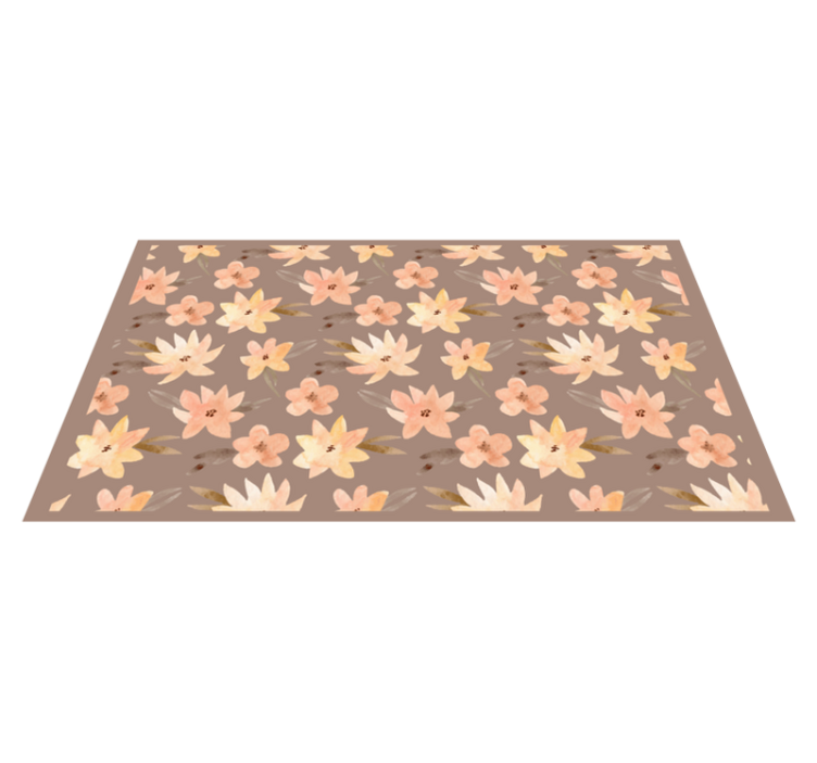 Floral Motif Array vinyl rug flowers - TenStickers