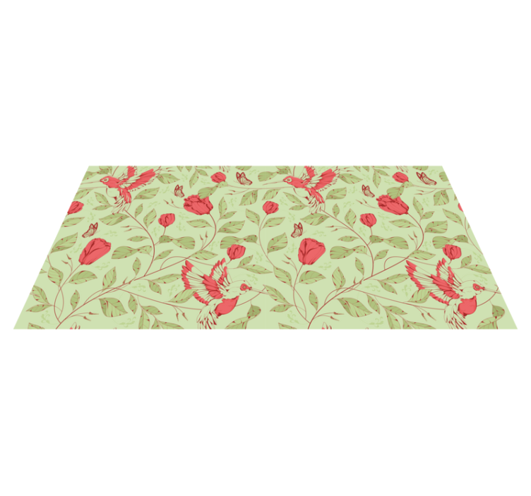 Hummingbird Floral Pattern entrance hall vinyl rug - TenStickers