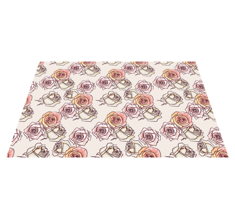 Botanical Rose Motif vinyl rug flowers - TenStickers
