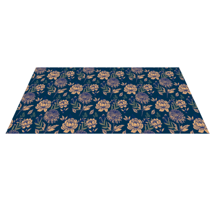 Delicate blue print vinyl rug flowers - TenStickers