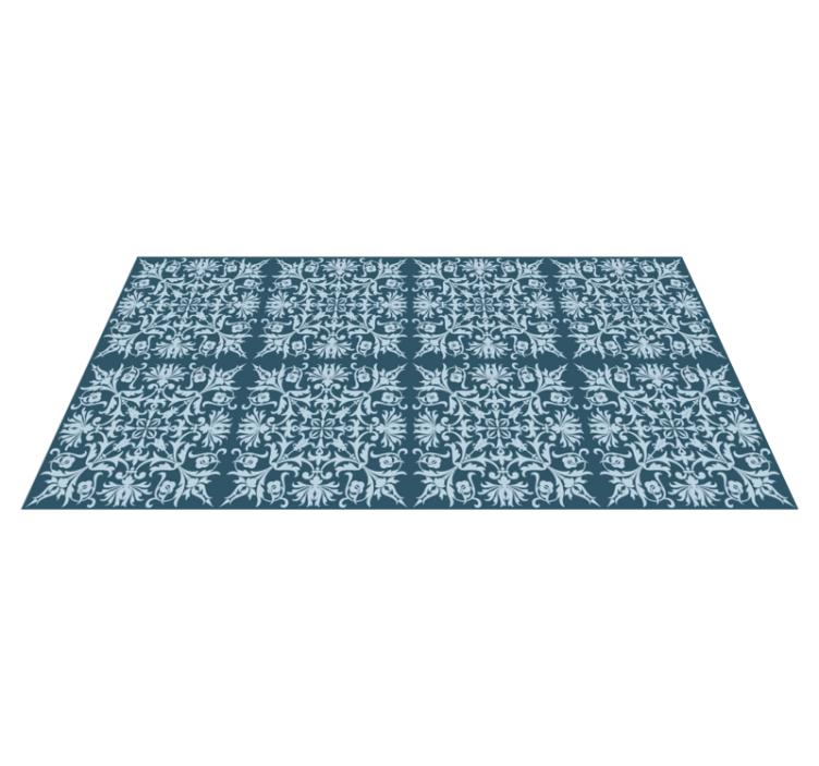 Floral Pattern Blueprint vinyl rug flowers - TenStickers