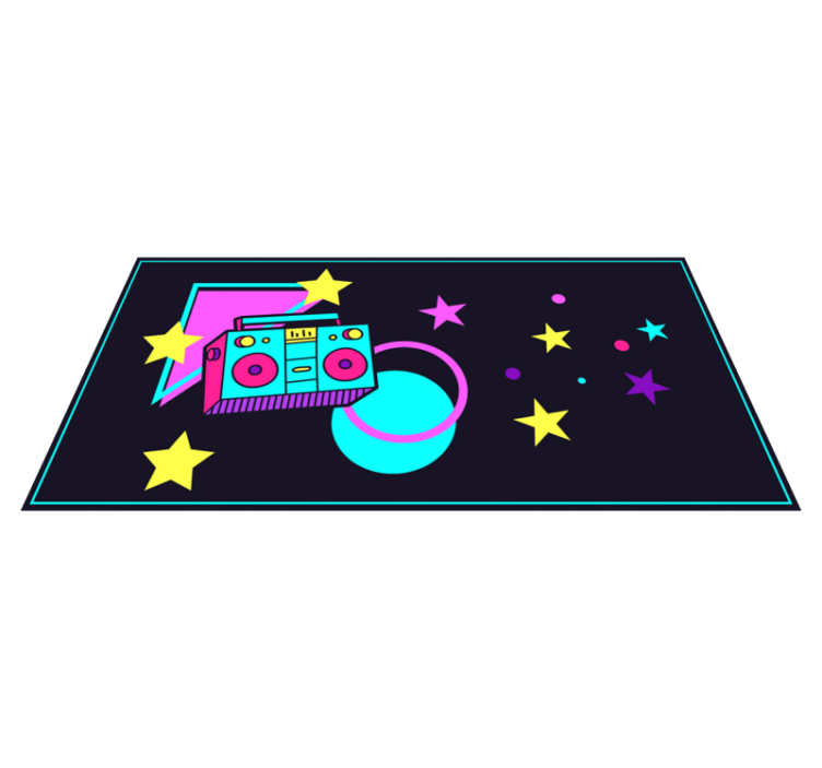 Colorful Boombox Graphic vintage vinyl rug - TenStickers