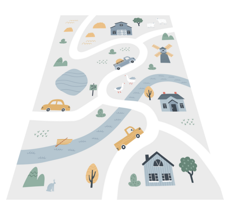 Playful Roadway Design road vinyl rug - TenStickers