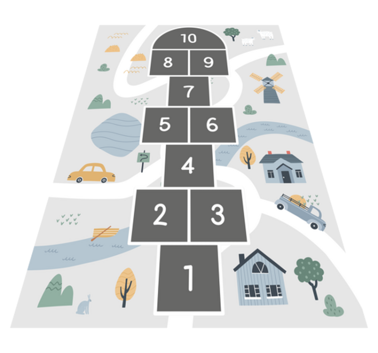 Hopscotch gray road baby play mat - TenStickers