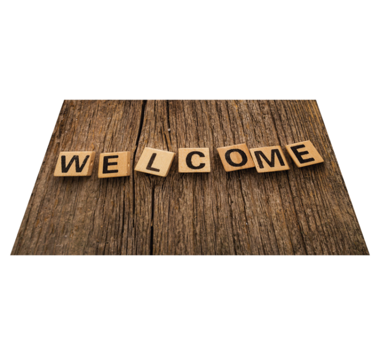 Wooden Alphabet Welcome custom vinyl rug - TenStickers