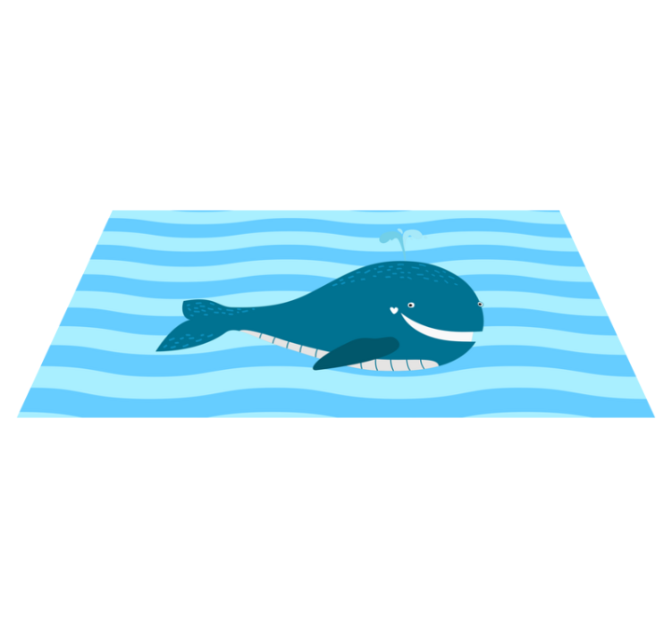 Smiling Whale Illustration kids vinyl rug - TenStickers