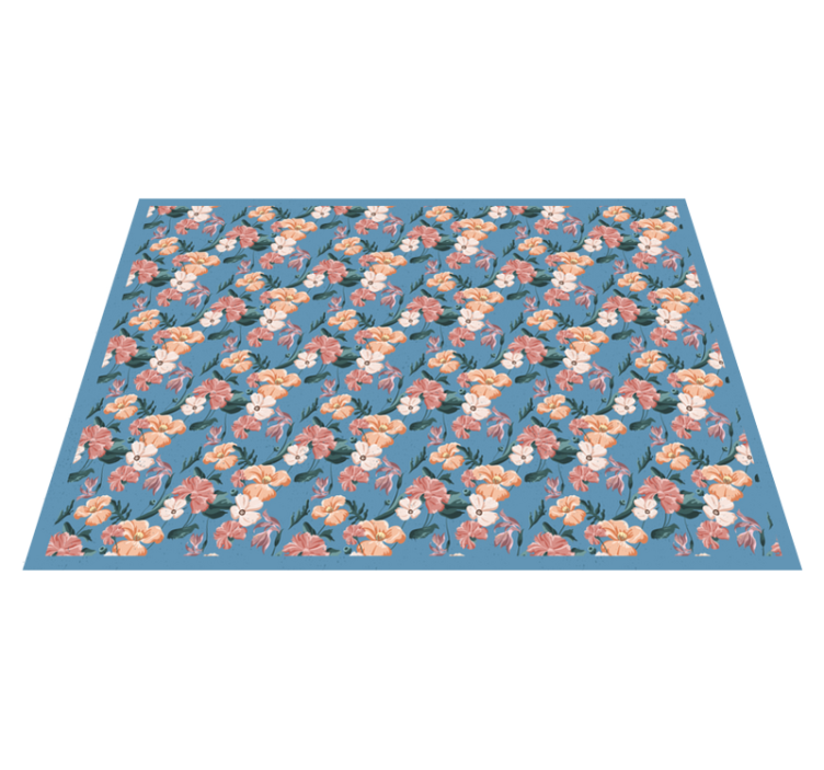Floral Bloom Pattern vinyl rug flowers - TenStickers