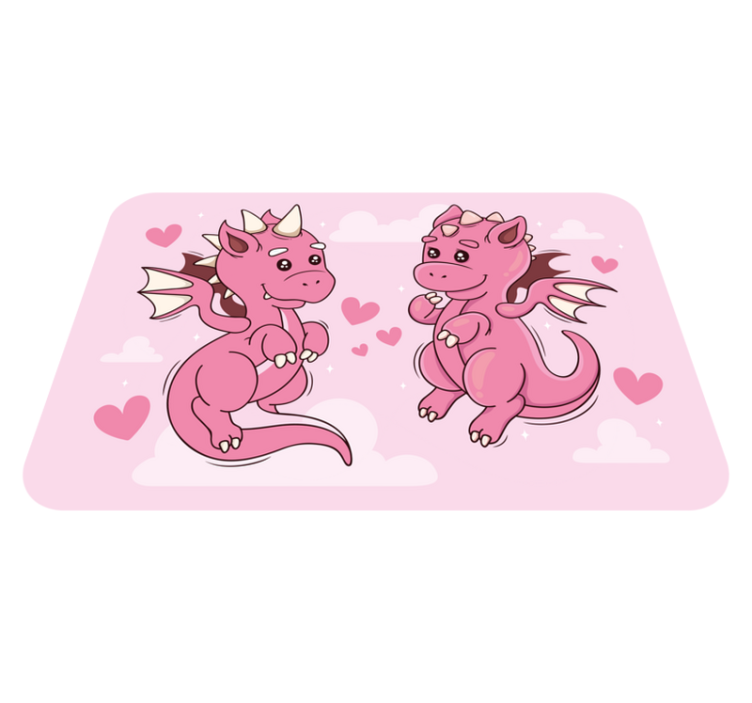 Playful Dragon Duo kids vinyl rug - TenStickers
