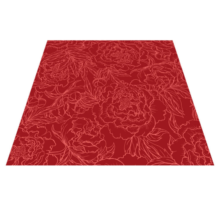 Floral Red Pattern vinyl rug flowers - TenStickers
