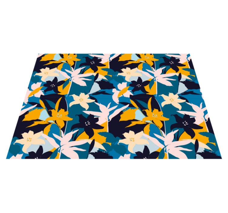 Floral Motif vinyl rug flowers - TenStickers