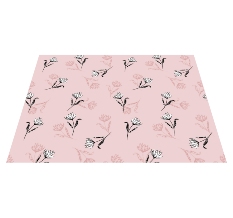 Floral Pink Background vinyl rug flowers - TenStickers