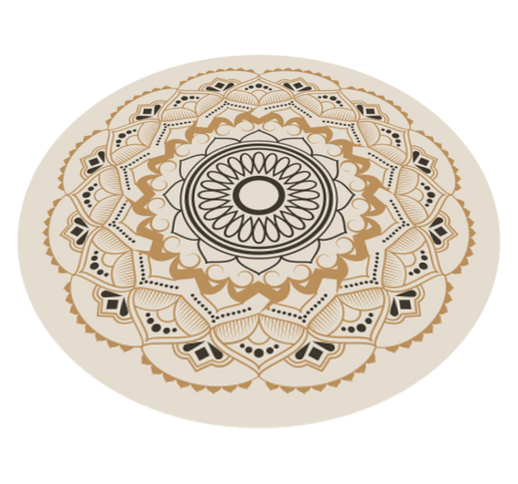 Brown and yellow circle triangle Nordic rug - TenStickers