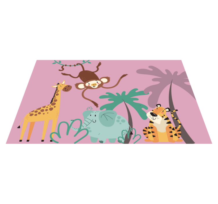 Colorful Cartoon Safari Animals animal mat - TenStickers