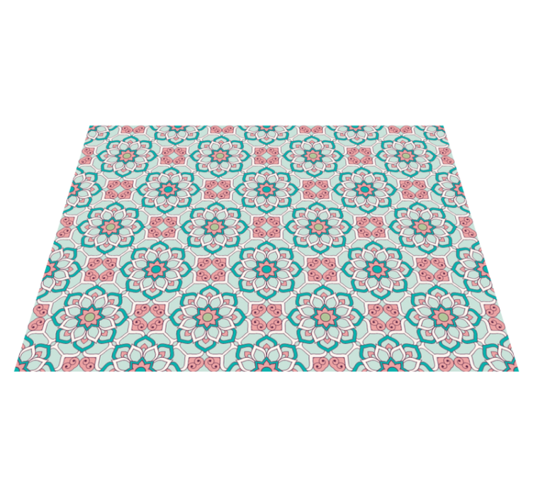 Tile Effect Pattern Overlay vinyl rug flowers - TenStickers