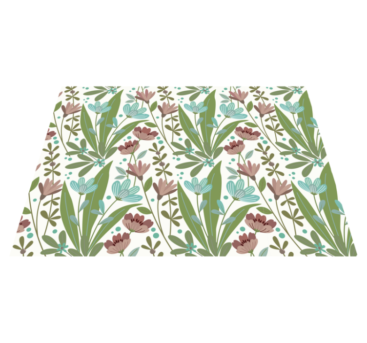 Floral Botanical Pattern vinyl rug flowers - TenStickers