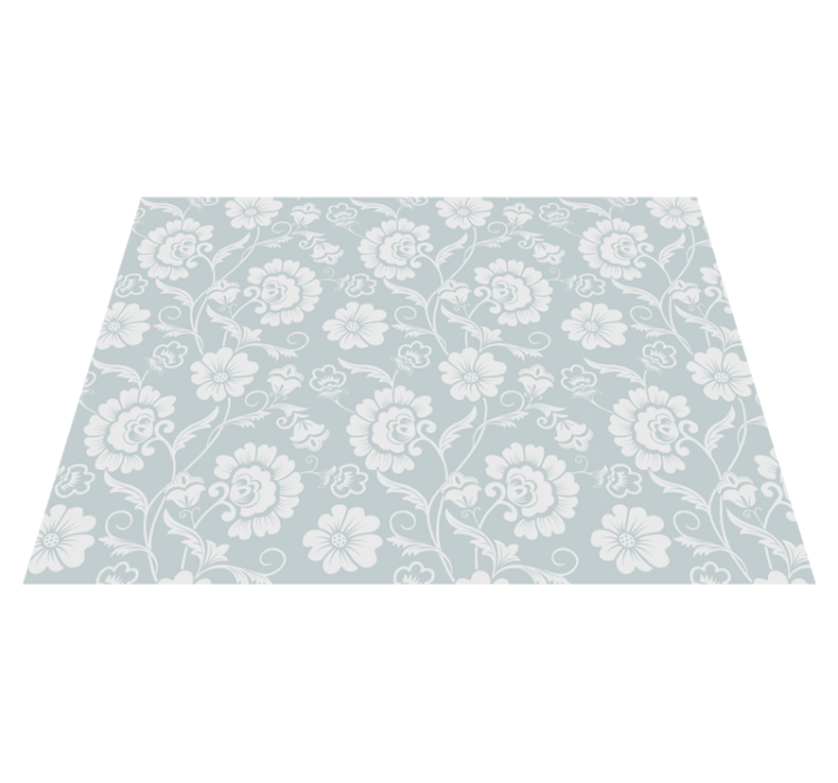Elegant Floral Pattern grey vinyl rug - TenStickers