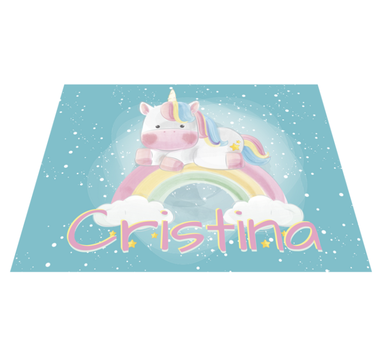 Unicorn over rainbow drawing custom floor mat - TenStickers
