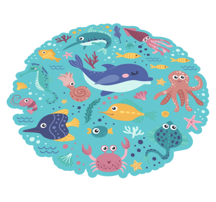 Fish illustrations kids vinyl rug - TenStickers